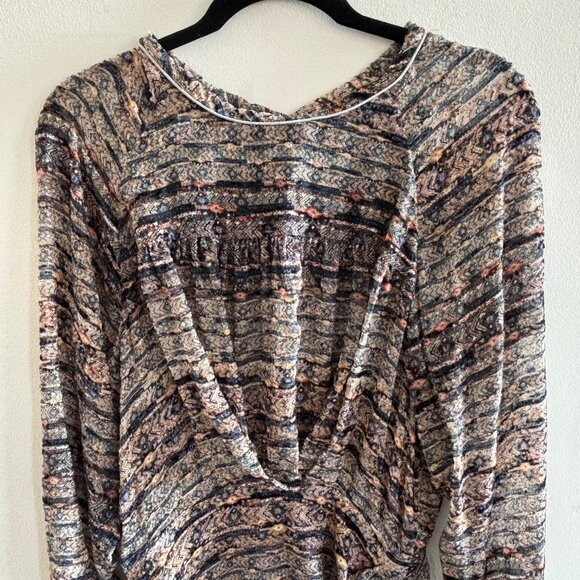 Isabel Marant Ellos Burnout Velvet Ikat Mini Dress NWOT Size 40 Blue Peach - Picture 4 of 9